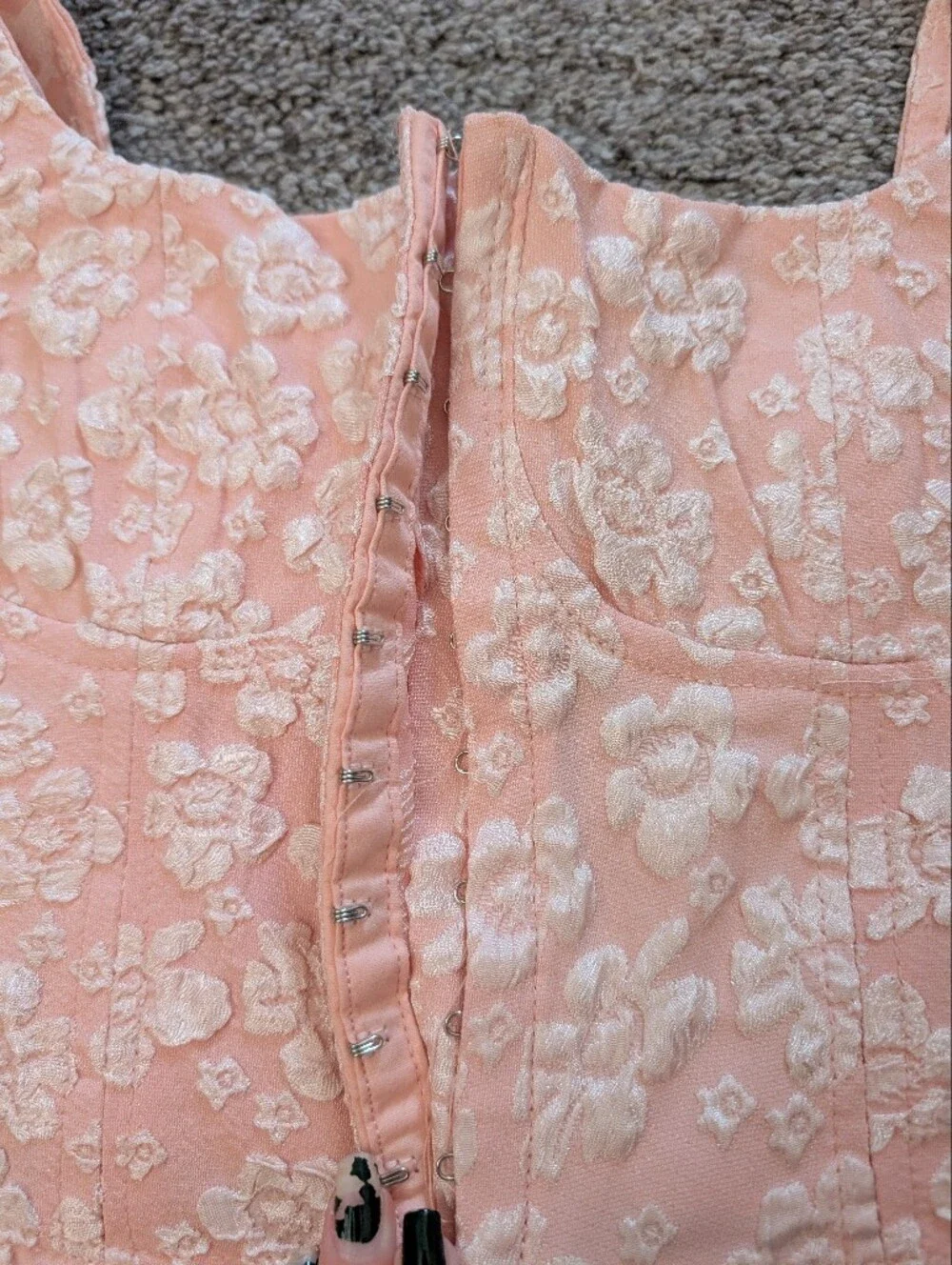 Pink Floral Corset Crop Top & Skirt Set